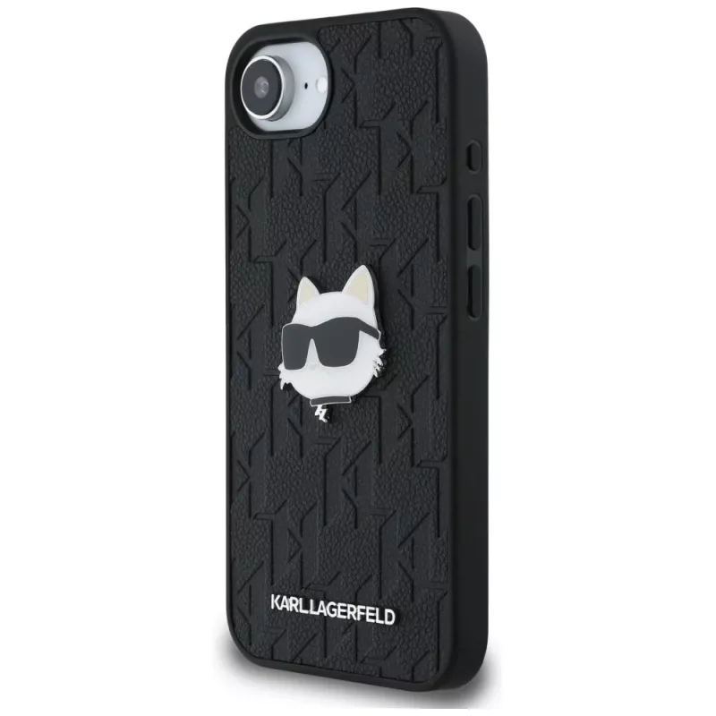 KARL LAGERFELD Monogram Choupette Head Pin Case für iPhone 16e / 17e Schwarz