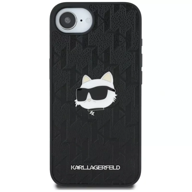 KARL LAGERFELD Monogram Choupette Head Pin Case für iPhone 16e / 17e Schwarz