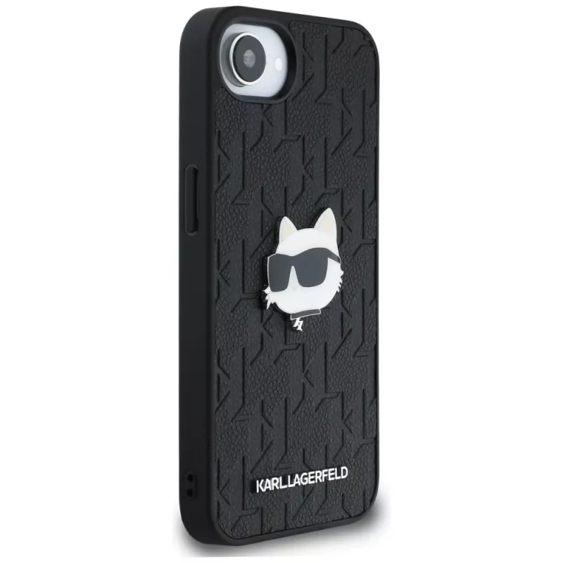 KARL LAGERFELD Monogram Choupette Head Pin Case für iPhone 16e / 17e Schwarz