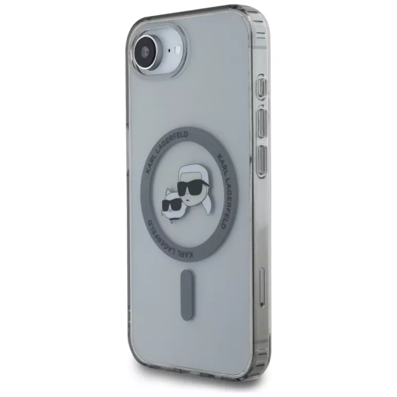 KARL LAGERFELD IML Metal Karl & Choupette Heads MagSafe Case für iPhone 16e / 17e, Schwarz
