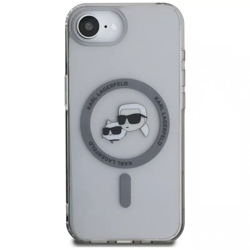 KARL LAGERFELD IML Metal Karl & Choupette Heads MagSafe Case für iPhone 16e / 17e, Schwarz