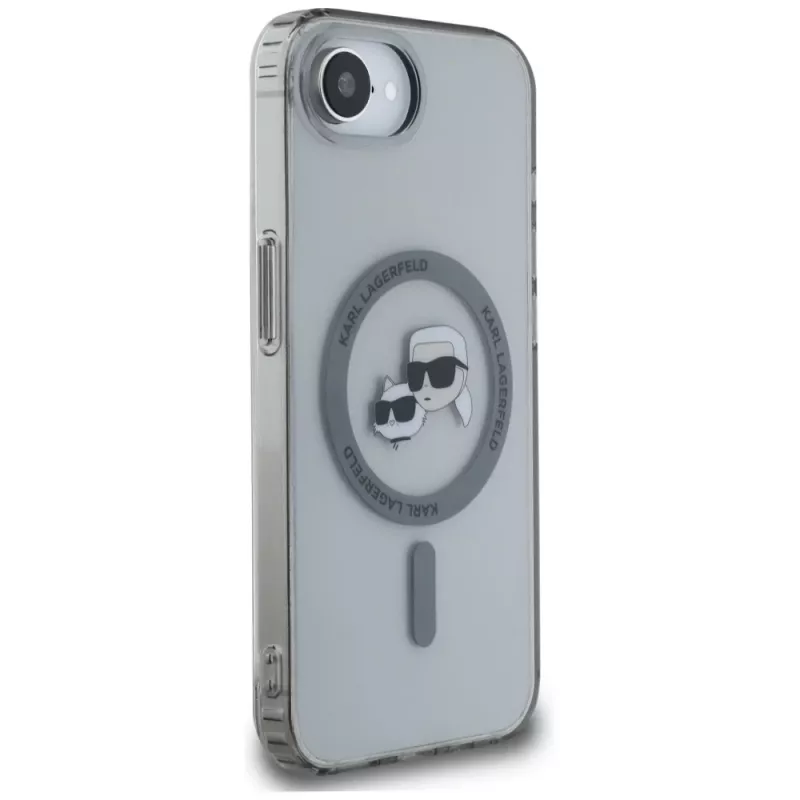 KARL LAGERFELD IML Metal Karl & Choupette Heads MagSafe Case für iPhone 16e / 17e, Schwarz