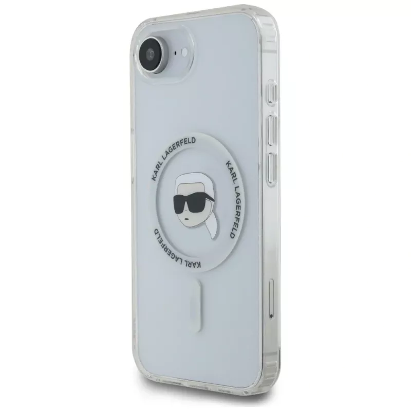 Karl Lagerfeld IML Metal Karl Head MagSafe Case für iPhone 16e/17e Weiß