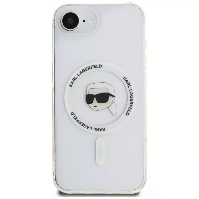 Karl Lagerfeld IML Metal Karl Head MagSafe Case für iPhone 16e/17e Weiß