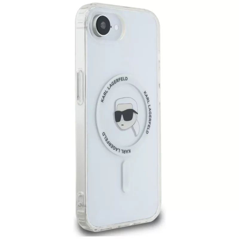 Karl Lagerfeld IML Metal Karl Head MagSafe Case für iPhone 16e/17e Weiß