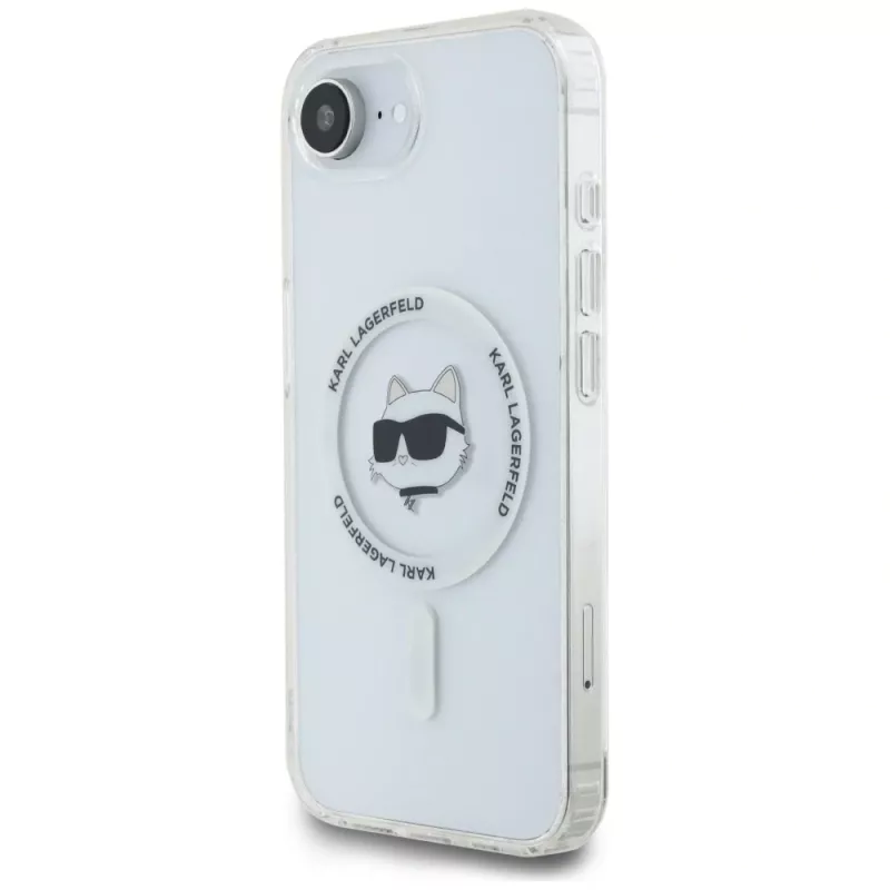 KARL LAGERFELD IML Metal Choupette Head MagSafe Case für iPhone 16e / 17e Weiß