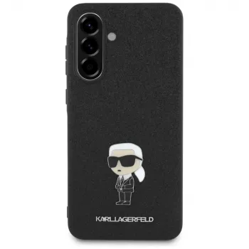 KARL LAGERFELD Fixed Glitter Ikonik Logo Metal Pin Case für Samsung Galaxy A36 - Schwarz