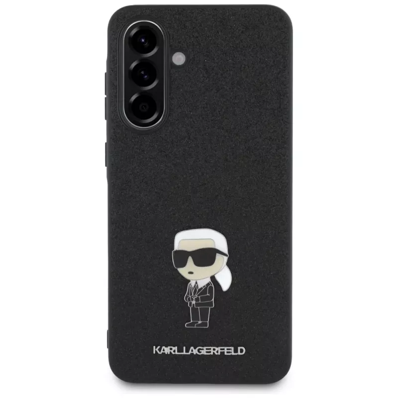 KARL LAGERFELD Fixed Glitter Ikonik Logo Metal Pin Case für Samsung Galaxy A36 - Schwarz