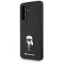 Karl Lagerfeld Fixed Glitter Ikonik Logo Metal Pin Back Cover für Samsung Galaxy A56 5G (Schwarz)
