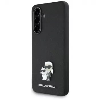 Karl Lagerfeld Saffiano Case mit K&CMetal Logo für Samsung Galaxy A36 Schwarz