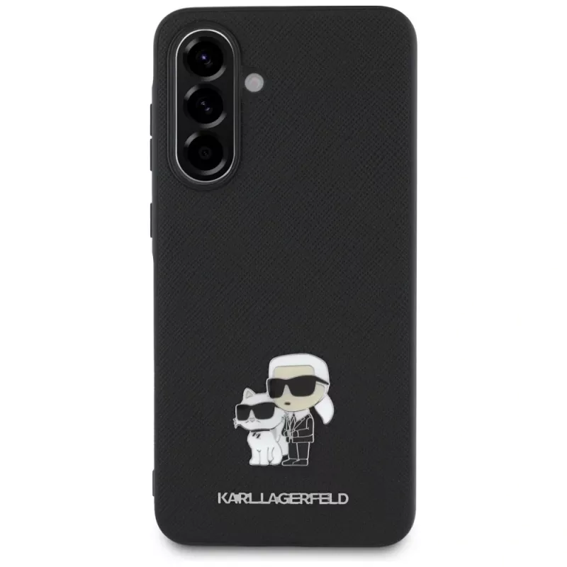 Karl Lagerfeld Saffiano Case mit K&CMetal Logo für Samsung Galaxy A36 Schwarz
