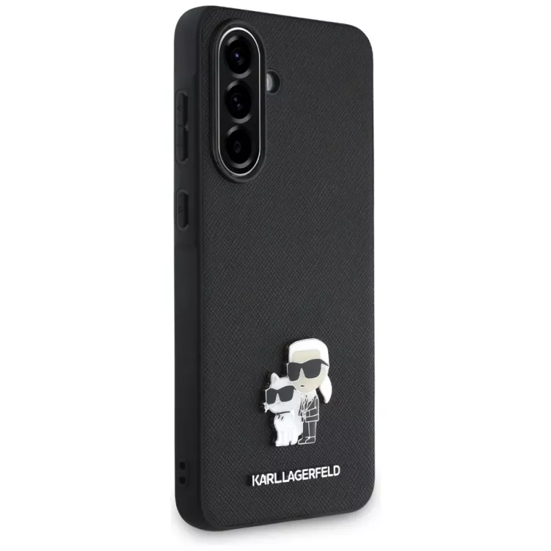 Karl Lagerfeld Saffiano Case mit K&CMetal Logo für Samsung Galaxy A36 Schwarz