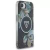 Guess IML Metal Glitter Flowers Triangle MagSafe Case für Apple iPhone 16e (Schwarz)