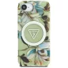 Guess IML Metal Glitter Flowers Triangle MagSafe Back Cover für Apple iPhone 16e, Grün