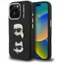 KARL LAGERFELD FW Grained Karl & Choupette Heads Pins Case für iPhone 16 Pro, Schwarz