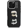 KARL LAGERFELD FW Grained Karl & Choupette Heads Pins Case für iPhone 16 Pro, Schwarz