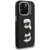 KARL LAGERFELD FW Grained Karl & Choupette Heads Pins Case für iPhone 16 Pro, Schwarz