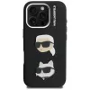 KARL LAGERFELD FW Grained Karl & Choupette Heads Pins Case für iPhone 16 Pro Max, Schwarz