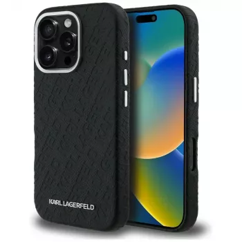 KARL LAGERFELD FW Stamped KarlMagSafe Case für iPhone 16 Pro, Schwarz