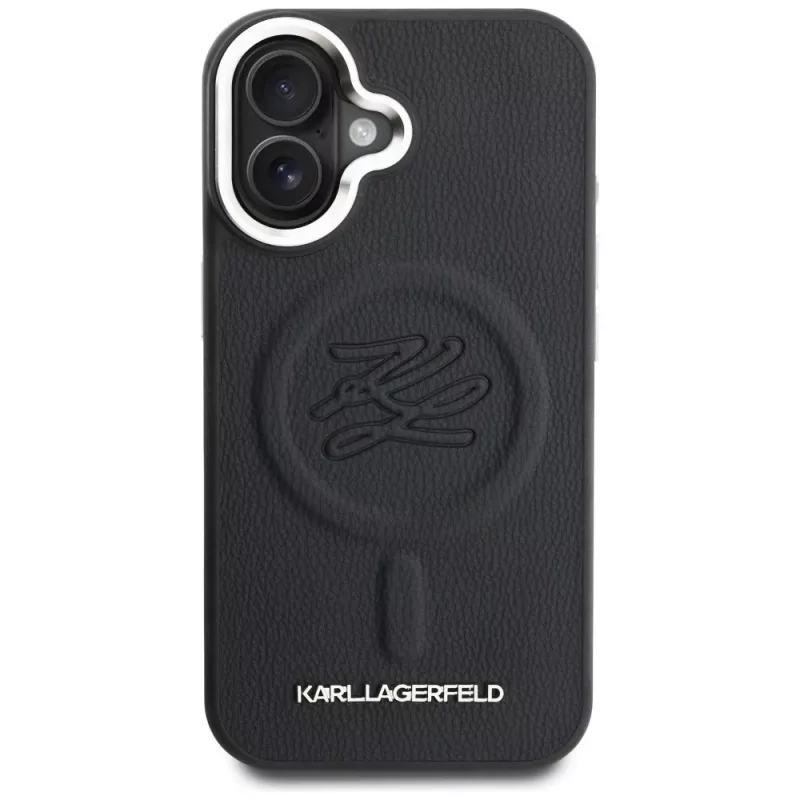 Karl Lagerfeld Initial & Metal Logo MagSafe Case für Apple iPhone 16, Schwarz