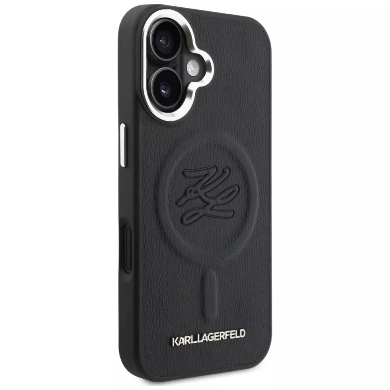 Karl Lagerfeld Initial & Metal Logo MagSafe Case für Apple iPhone 16, Schwarz
