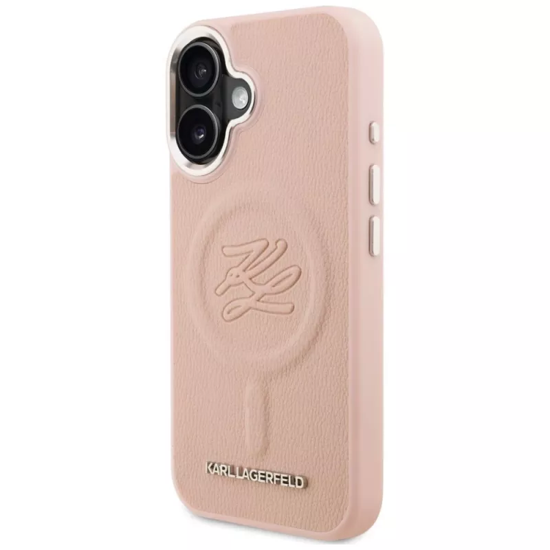 Karl Lagerfeld Initial & Metal Logo MagSafe Case für iPhone 16 Pink