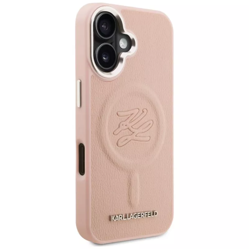 Karl Lagerfeld Initial & Metal Logo MagSafe Case für iPhone 16 Pink