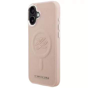 Karl Lagerfeld Initial & Metal Logo MagSafe Case für iPhone 16 Plus Pink