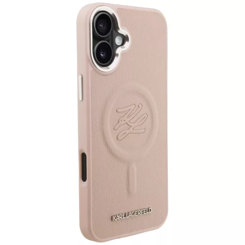Karl Lagerfeld Initial & Metal Logo MagSafe Case für iPhone 16 Plus Pink