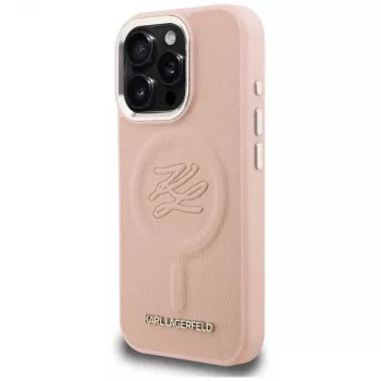 KARL LAGERFELD Initial & Metal Logo MagSafe Case für iPhone 16 Pro Max Pink