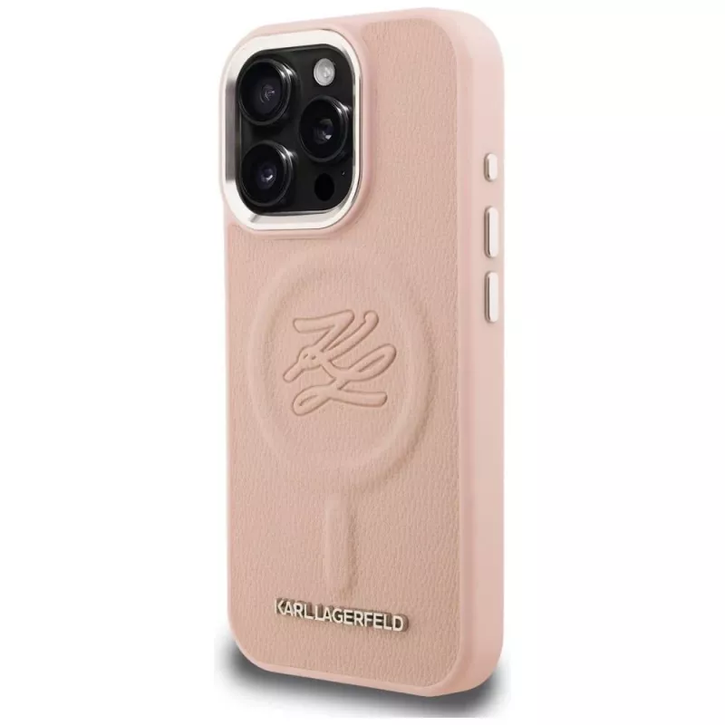 KARL LAGERFELD Initial & Metal Logo MagSafe Case für iPhone 16 Pro Max Pink