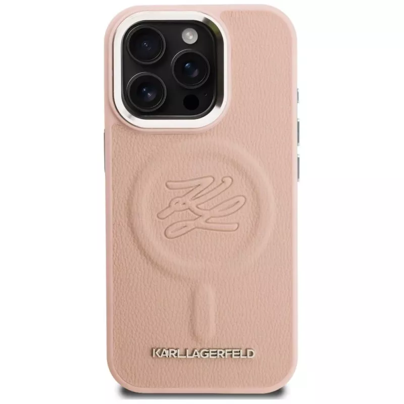 KARL LAGERFELD Initial & Metal Logo MagSafe Case für iPhone 16 Pro Max Pink