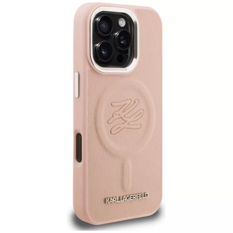 KARL LAGERFELD Initial & Metal Logo MagSafe Case für iPhone 16 Pro Max Pink