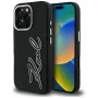 Karl Lagerfeld FW Grained Signature Logo Case für iPhone 16 Pro, Schwarz