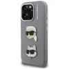 Karl Lagerfeld FW Grained Karl & Choupette Heads Pins Case für iPhone 16 Pro Grau