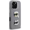 Karl Lagerfeld FW Grained Karl & Choupette Heads Pins Case für iPhone 16 Pro Grau