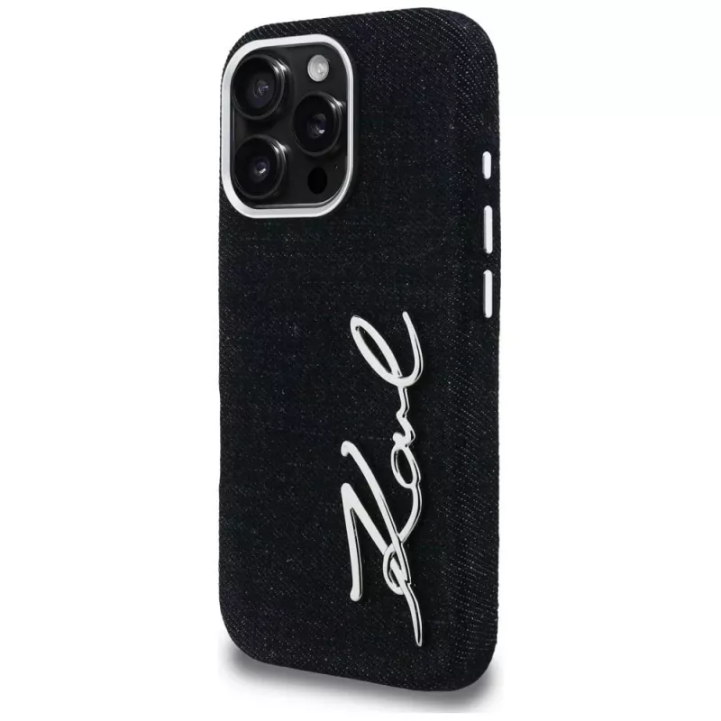 Karl Lagerfeld FW Jeans Signature Logo Case für iPhone 16 Pro, Schwarz