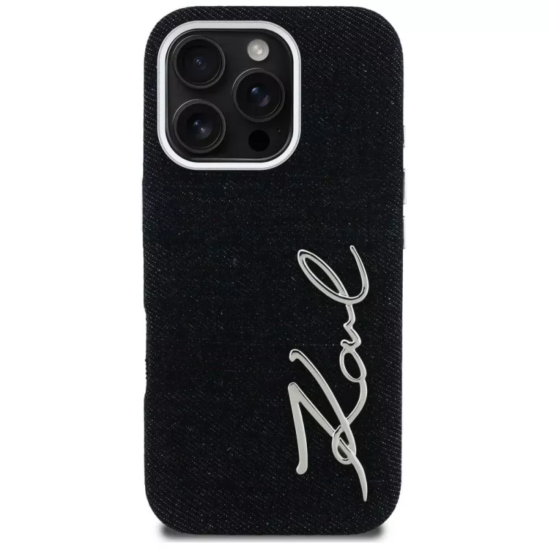 Karl Lagerfeld FW Jeans Signature Logo Case für iPhone 16 Pro, Schwarz