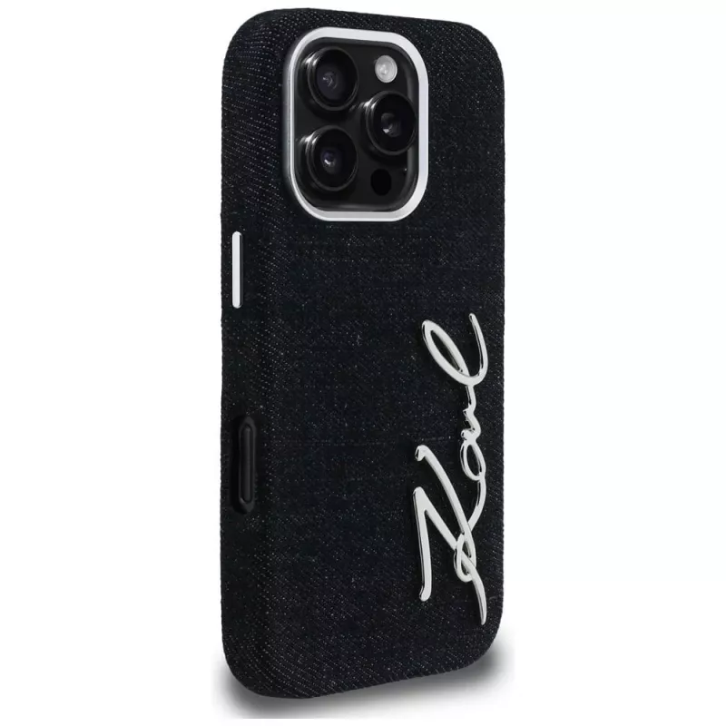 KARL LAGERFELD FW Jeans Signature Logo Case für iPhone 16 Pro Max, Schwarz