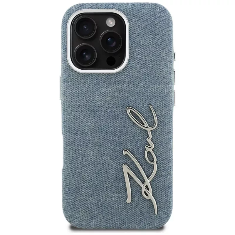 Karl Lagerfeld FW Jeans Signature Logo Case für iPhone 16 Pro, Blau