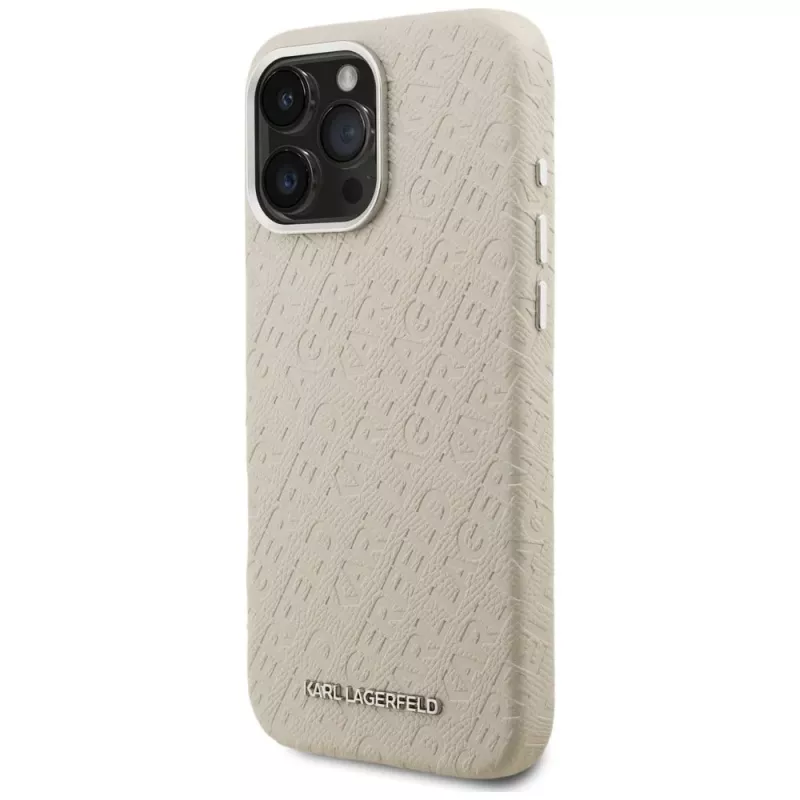 Karl Lagerfeld FW Stamped Karl MagSafe Case für iPhone 16 Pro Beige