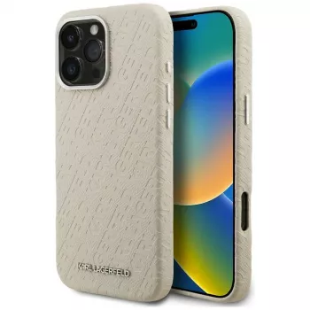 KARL LAGERFELD FW Stamped KarlMagSafe Case für iPhone 16 Pro Max, Beige
