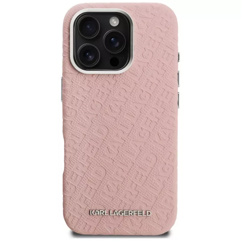 Karl Lagerfeld FW Stamped KarlMagSafe Case für iPhone 16 Pro Pink