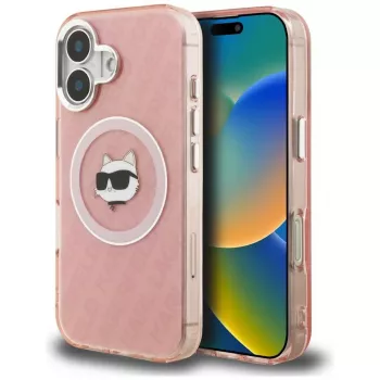 Karl Lagerfeld IML Choupette Head Logo MagSafe Case für Apple iPhone 16, Pink
