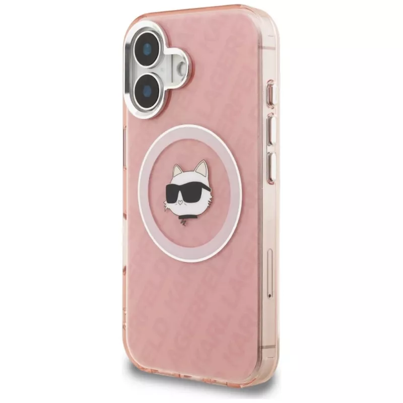 Karl Lagerfeld IML Choupette Head Logo MagSafe Case für Apple iPhone 16, Pink
