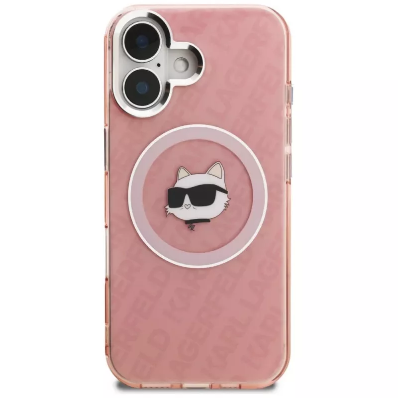 Karl Lagerfeld IML Choupette Head Logo MagSafe Case für Apple iPhone 16, Pink