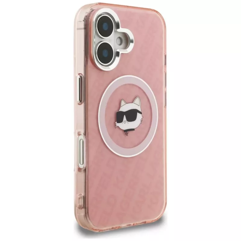 Karl Lagerfeld IML Choupette Head Logo MagSafe Case für Apple iPhone 16, Pink