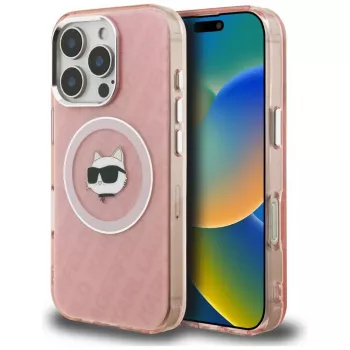 Karl Lagerfeld IML Choupette Head Logo MagSafe Case für Apple iPhone 16 Pro, Pink
