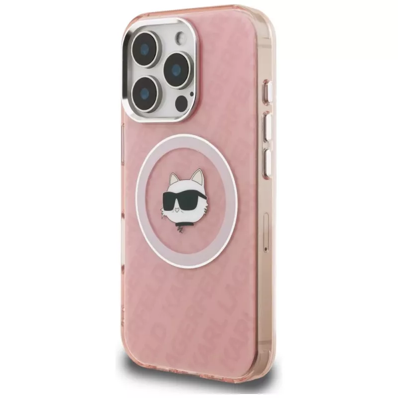 Karl Lagerfeld IML Choupette Head Logo MagSafe Case für Apple iPhone 16 Pro, Pink