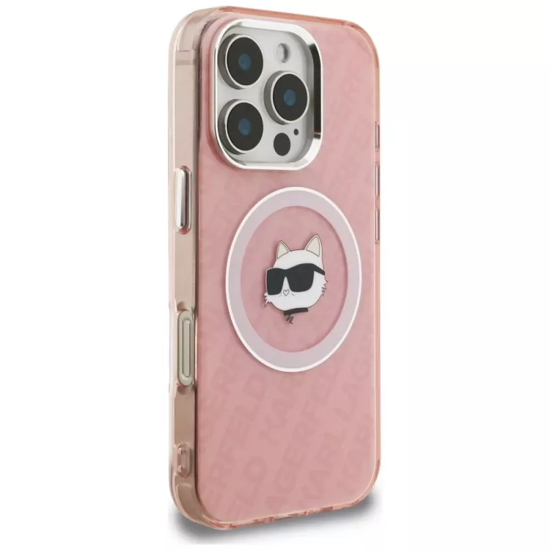 Karl Lagerfeld IML Choupette Head Logo MagSafe Case für Apple iPhone 16 Pro Max, Pink